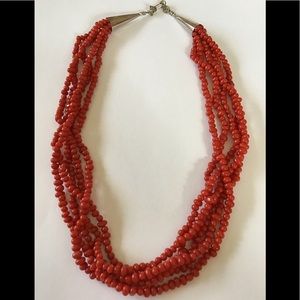 Sterling Navajo Style Red Med Coral Necklace 54 Gr